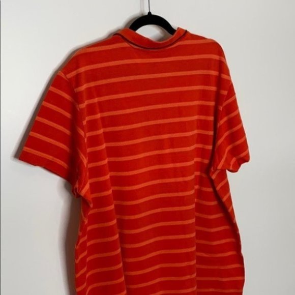 Adidas Climate Men Orange Collared Short Sleeve Striped Polo Shirt Size XXL - Picture 5 of 12